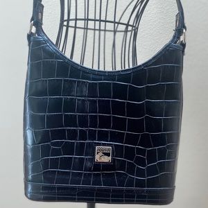 🐊 Vntg Dooney & Bourke Black Croc Leather Hobo